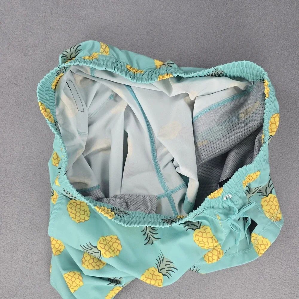 Hurley Swim Trunks Shorts Mens 2XL Blue‎ Pineapple Print Drawstring Quick Dry